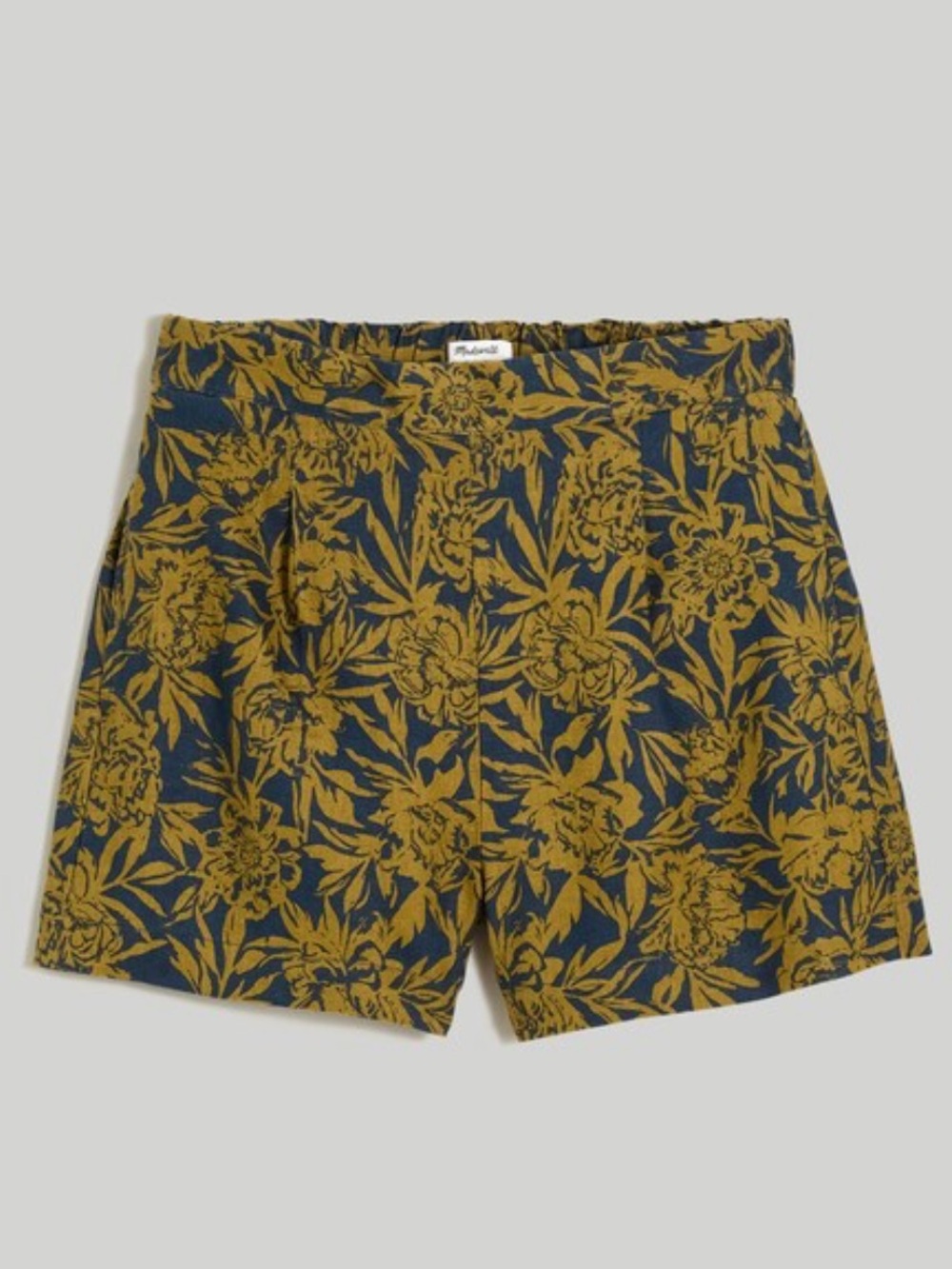 NWT / Clean Pull-On Shorts in 100% Linen - Deep Shadow Floral Print
